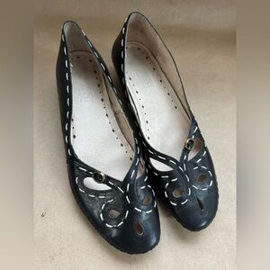 Pikolinos Ballerina Black Leather Low Heel (1.5”) Shoes. Size EU 41